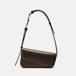 Zara Stylish Asymmetric Shoulder Bag Dark Brown